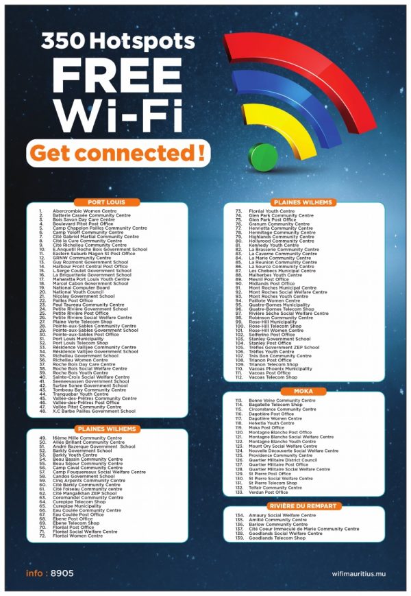 Restez connecté avec les 350 zones WiFi de la Mauritius