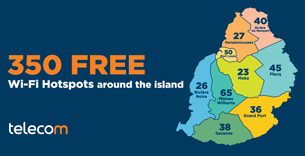 Restez connecté avec les 350 zones WiFi de la Mauritius